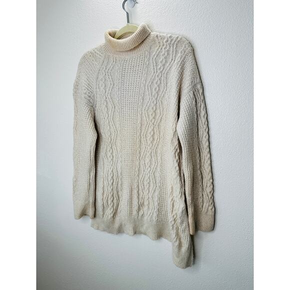 Vince Cream Chunky Knit Long Sleeve Mock Neck Sweater L - Picture 2 of 14